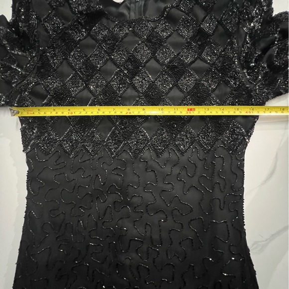 Vintage Laurence Kazar Womens Beaded Cocktail Dress Black Lined size small - Picture 12 of 12